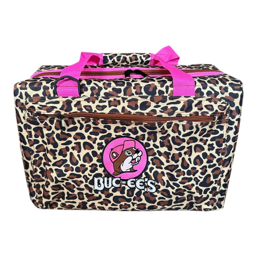 Buc-ee's Leopard Pink 24-Can Cooler Bag 600D Polyester Welded Liner