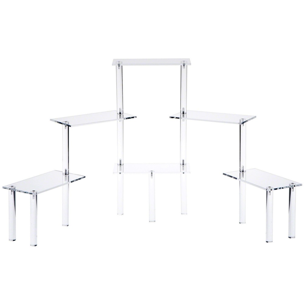Plymor Clear Acrylic Rectangular 6-Platform Multi-Item Riser, 18.75" H x 39" W