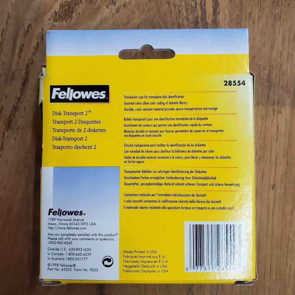 Fellowes Disk Transport 2 Partial Pack (2) Floppy Disk Holders New from 1998