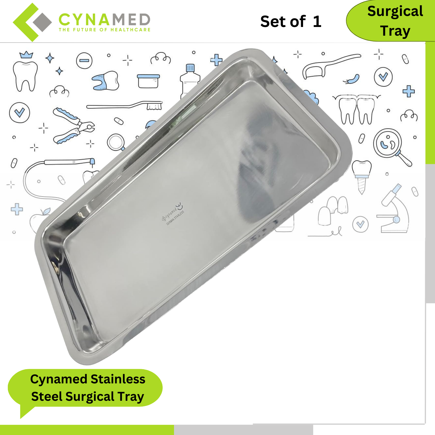 Cynamed Stainless Steel Surgical Tray for Lab Instrument Supplies Tattoo Tool