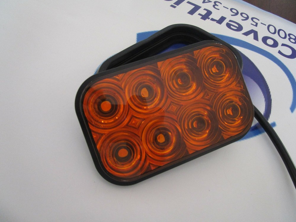 TecNiq 2pk Amber 4" Rectangular Flashing Strobe Warning Grommet Mount LED Lights