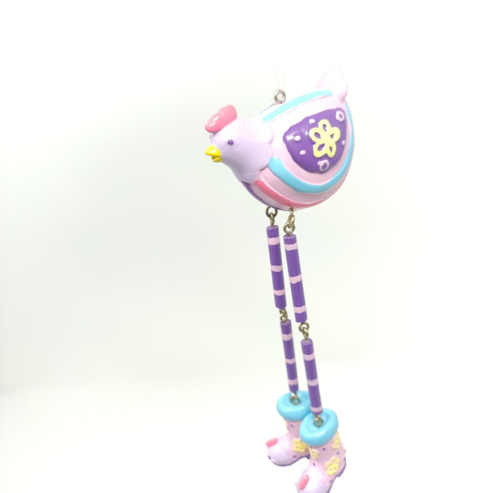 2 Hanging Easter Ornaments Chick w/ Long Dangling Legs Fun Spring Easter Decor