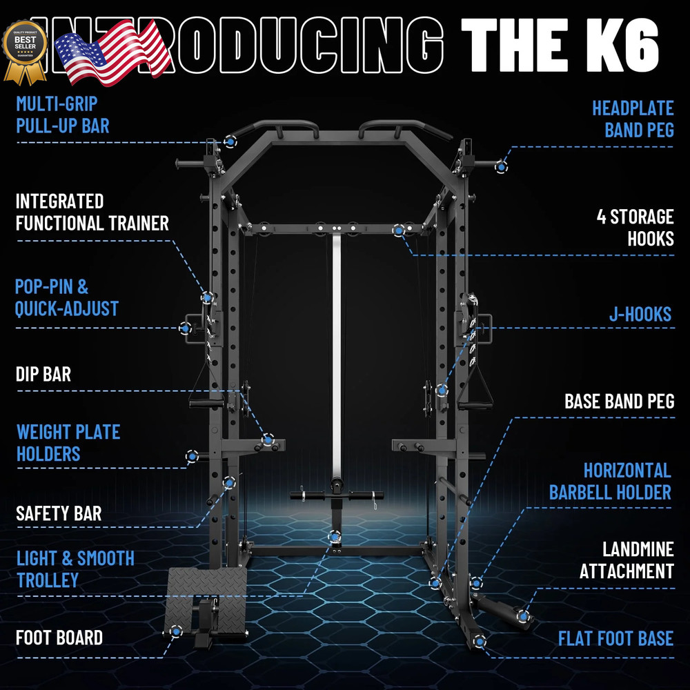 Power Rack Cage Weight Rack with Cable Crossover Machine,Multi-Function