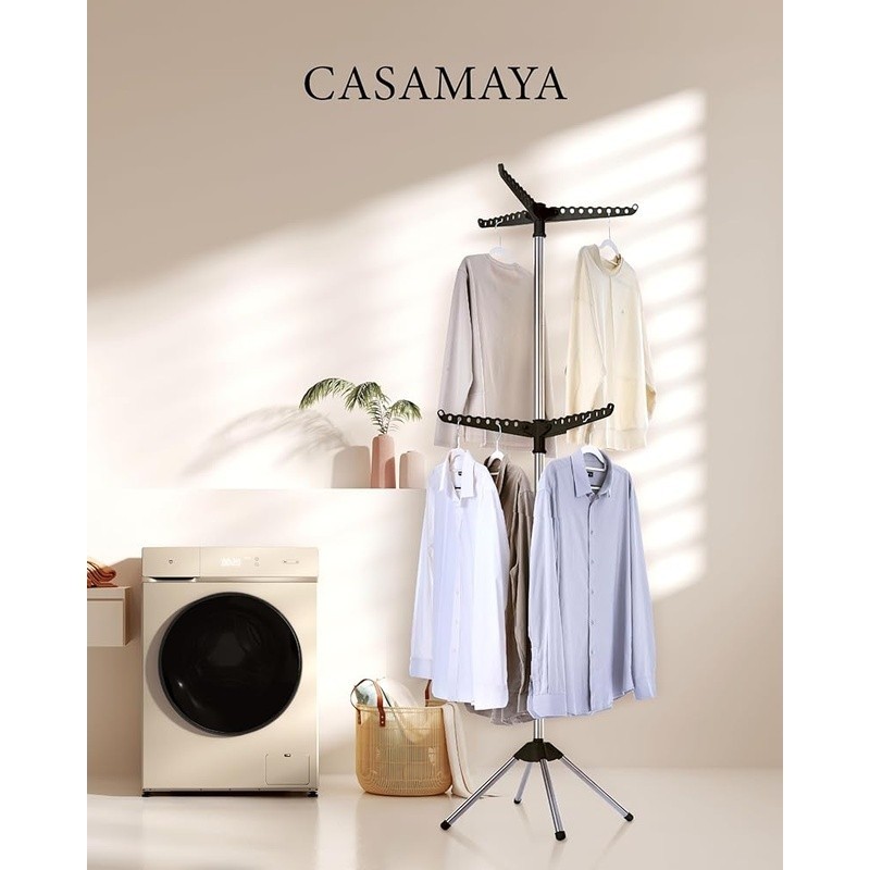 2-Tier Foldable Clothes Drying Rack 360 Rotating Laundry Organizer Space Saver