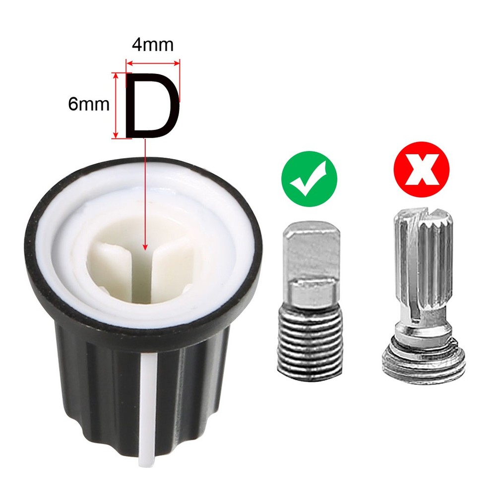 10pcs, 6mm Potentiometer Control Knobs For Guitar Volume Tone Knobs Black White