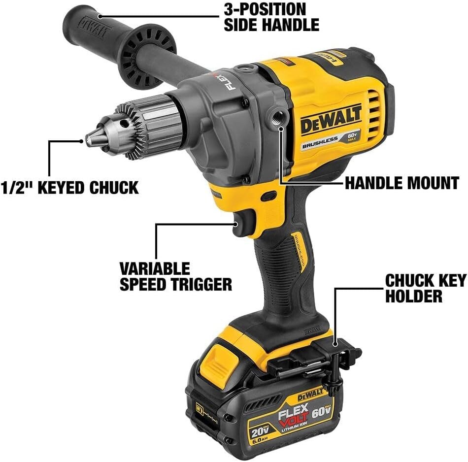 NEW! DeWalt 60V Max FlexVolt Mixer / Drill w/ E-Clutch System DCD130B