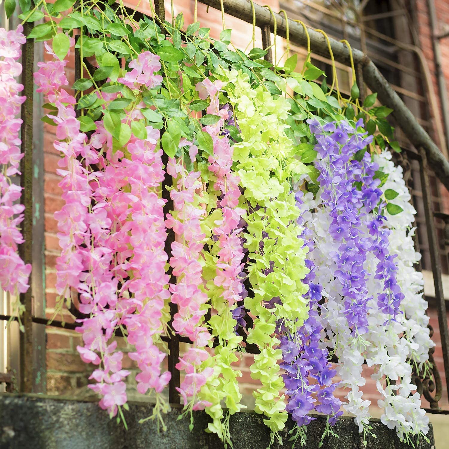 24×  Artificial Wisteria Vine Hanging Flower 3.6 Ft Wedding Garden Colorful USA