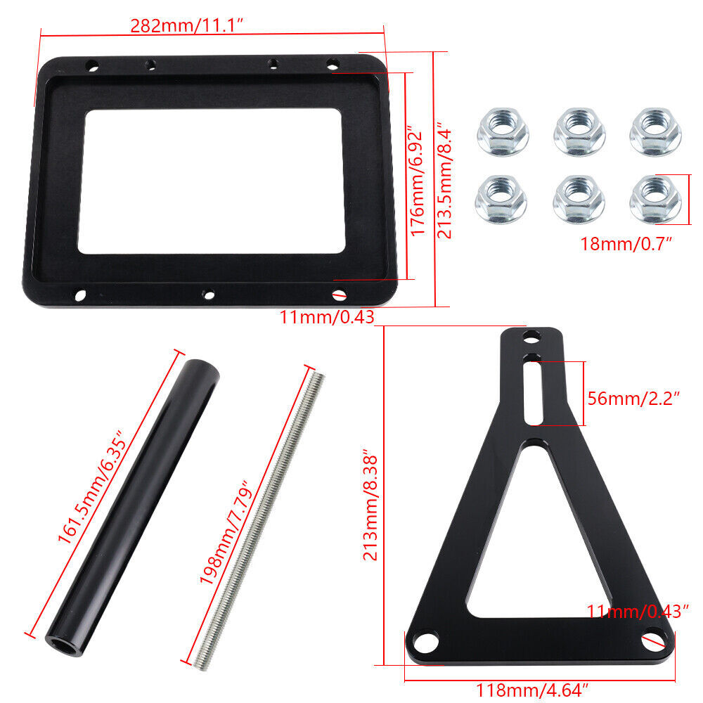 Aluminum Billet Battery Tray Hold Down Trunk Relocation Box Racing Mount Black