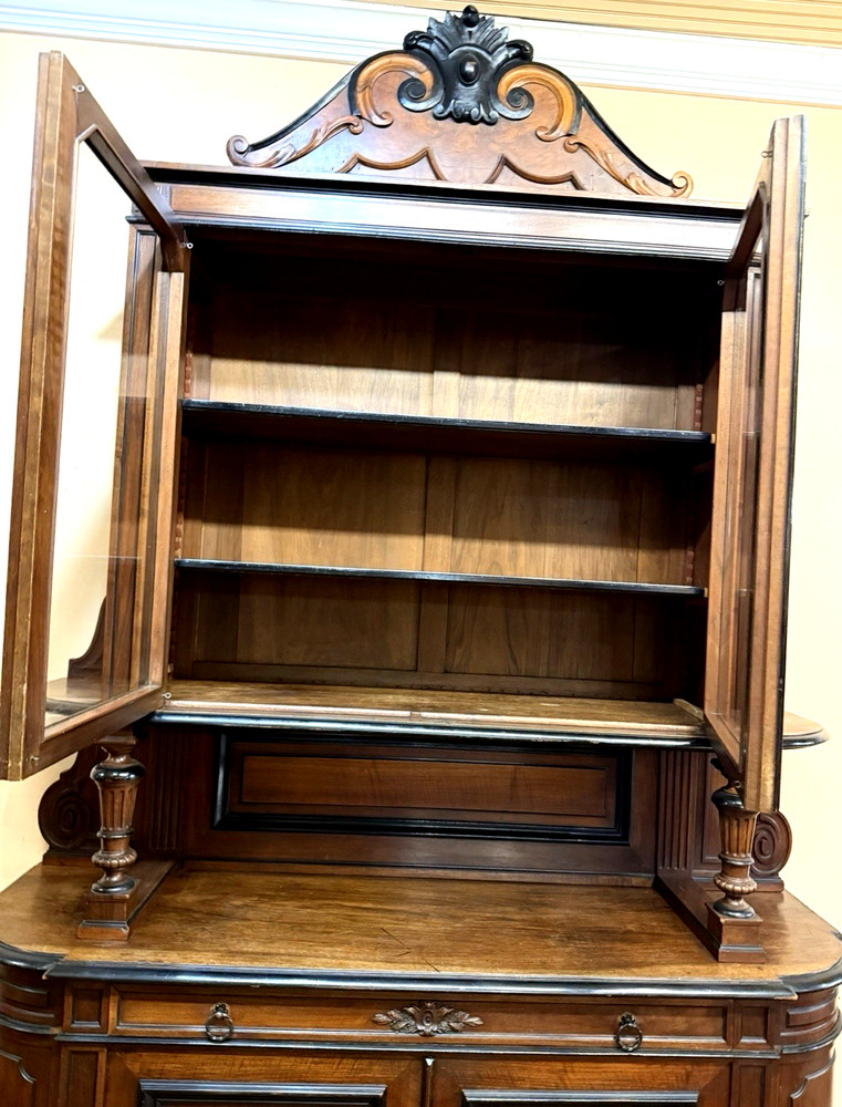 French Walnut louis Phillippe Buffet Sideboard Hutch