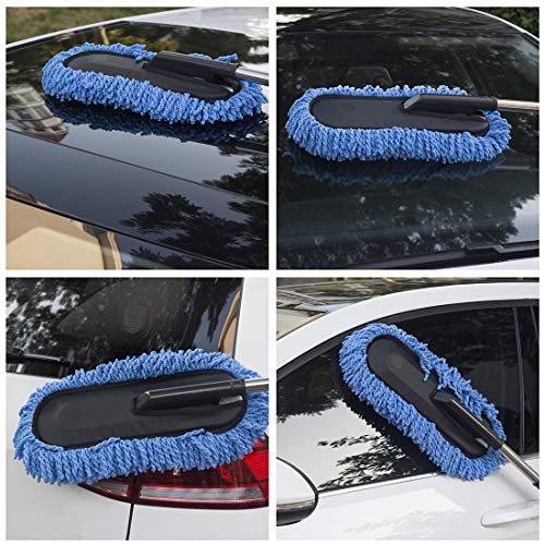 (3 Pack) Microfiber Car Duster Exterior Scratch Free, Extendable Medium Blue