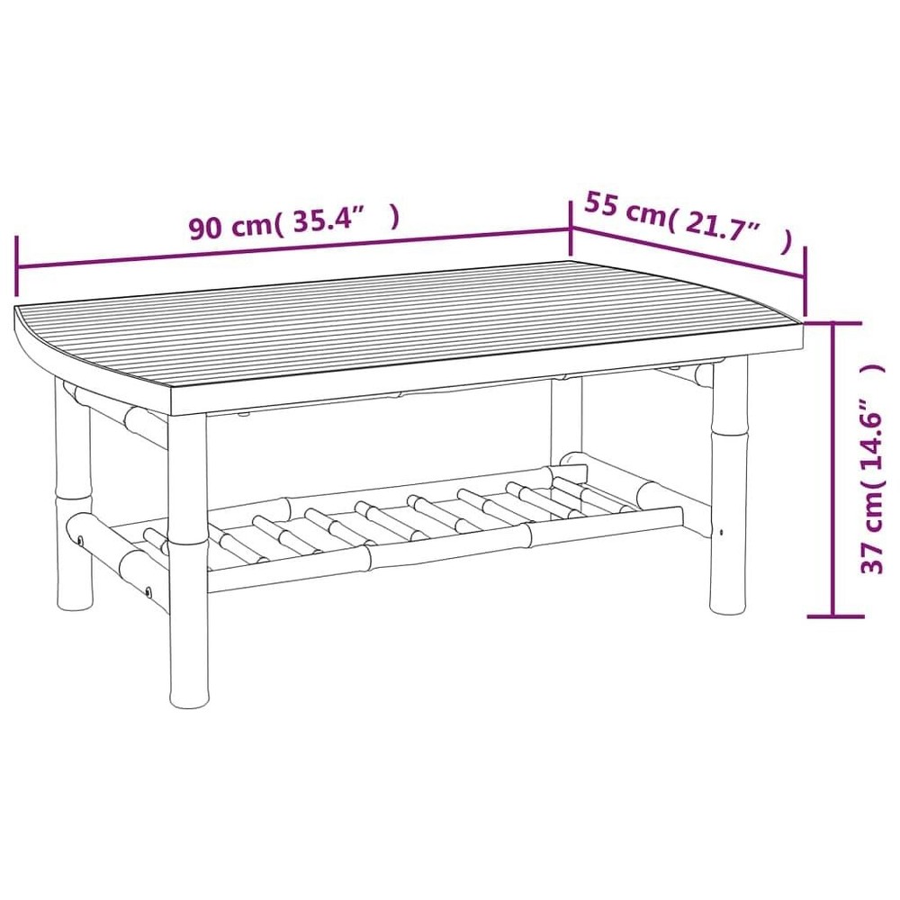 Garden Coffee Table Natural Bamboo Medium Durable