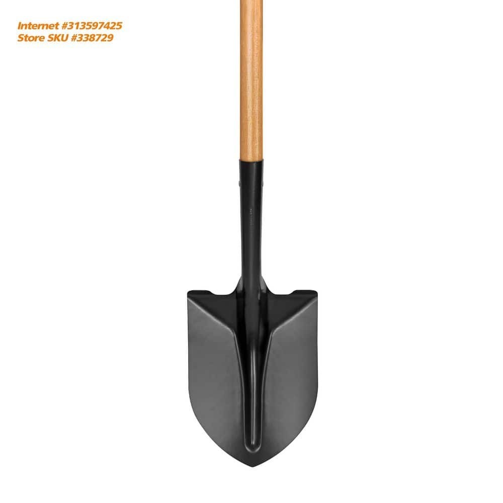 43 in Garden Shovel Wood Handle Carbon Steel Digging Shovel Landscaping Tool