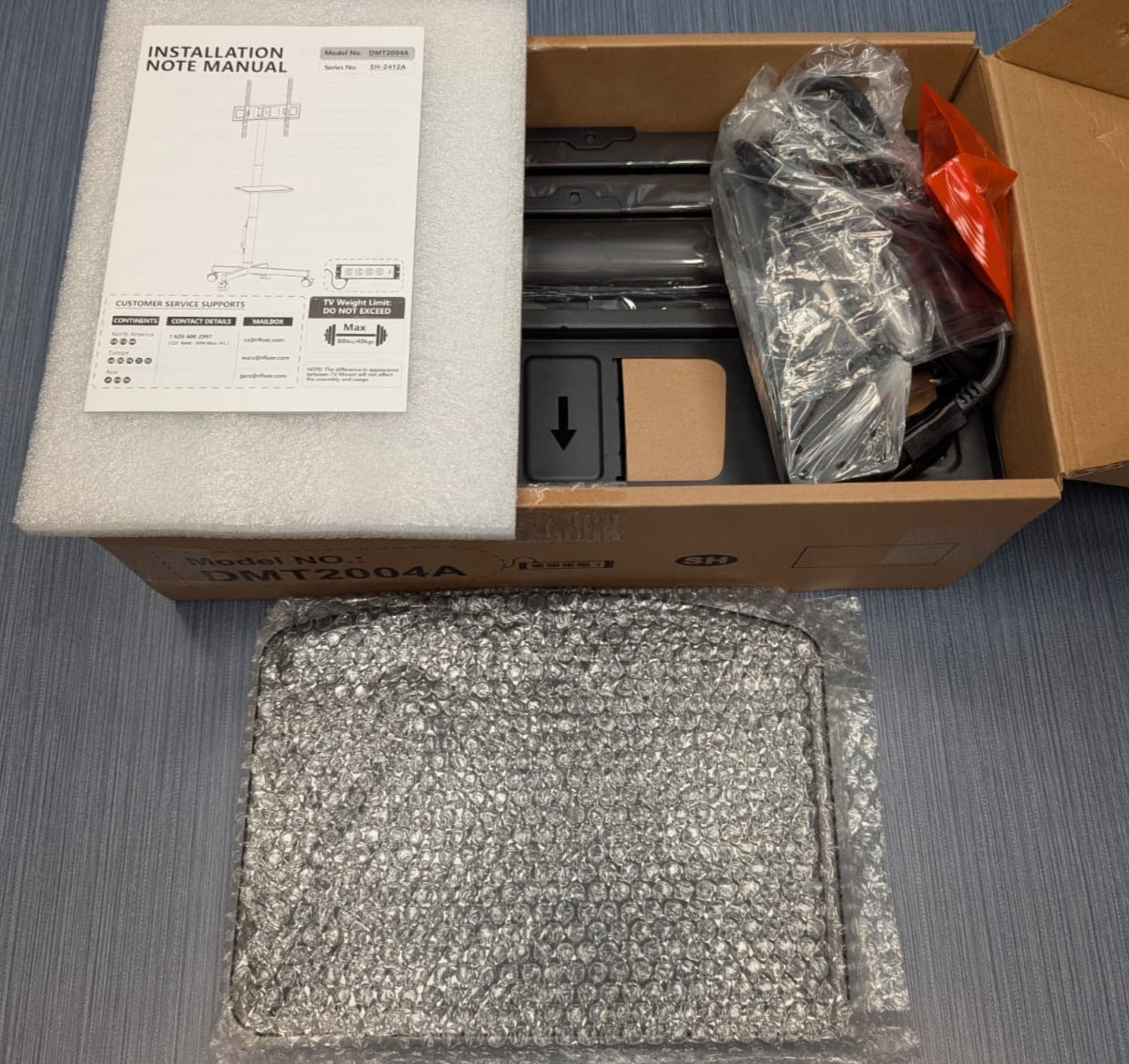 Rfiver Mobile TV Cart with Power Outlet for 23-65 Inch TVs up to 88 lbs