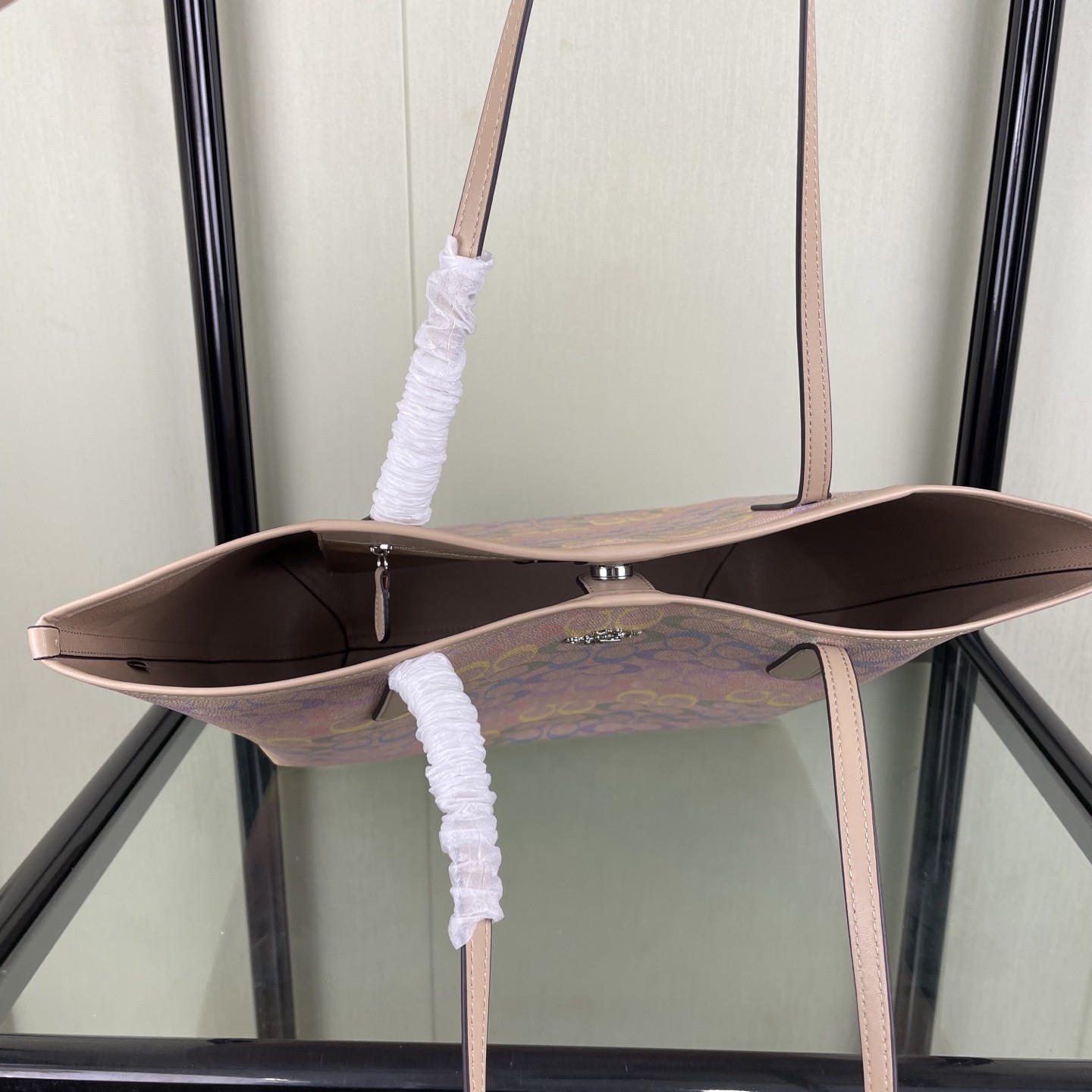 COACH City Tote Bag In Rainbow Signature Canvas CDA93 Sand Multi NEW #NEKO