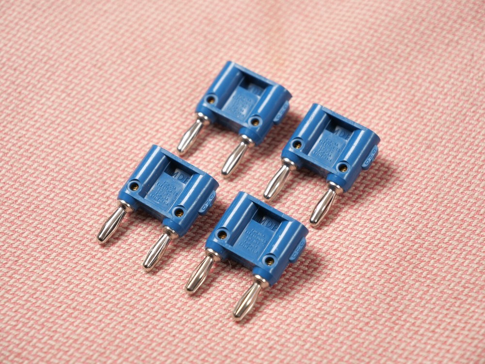 Four Pomona MDP Stackable Double Banana Plug with Cable Guide 4 Pack Blue