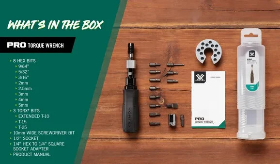Vortex Optics Pro Torque Wrench Scope Mounting Kit with Bits and Sockets PR-TW