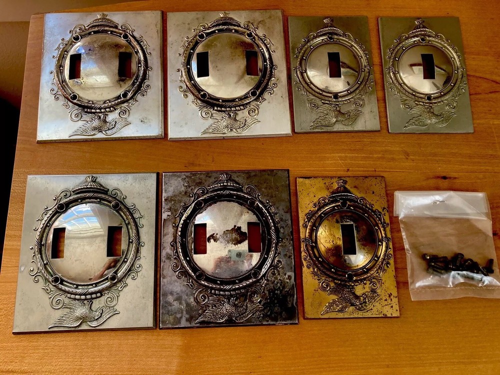 Vintage Eagle Embossed Aluminum Double & Single Light Switch Cover Plates (7)