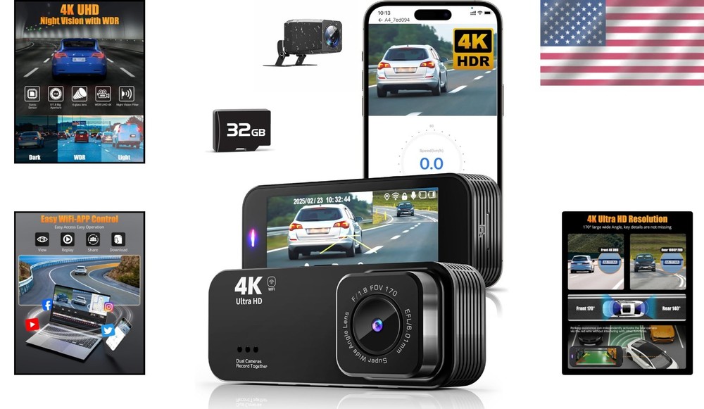 High-Definition Dash Cam Set with G-Sensor, WiFi Connectivity & 24/7 Protection