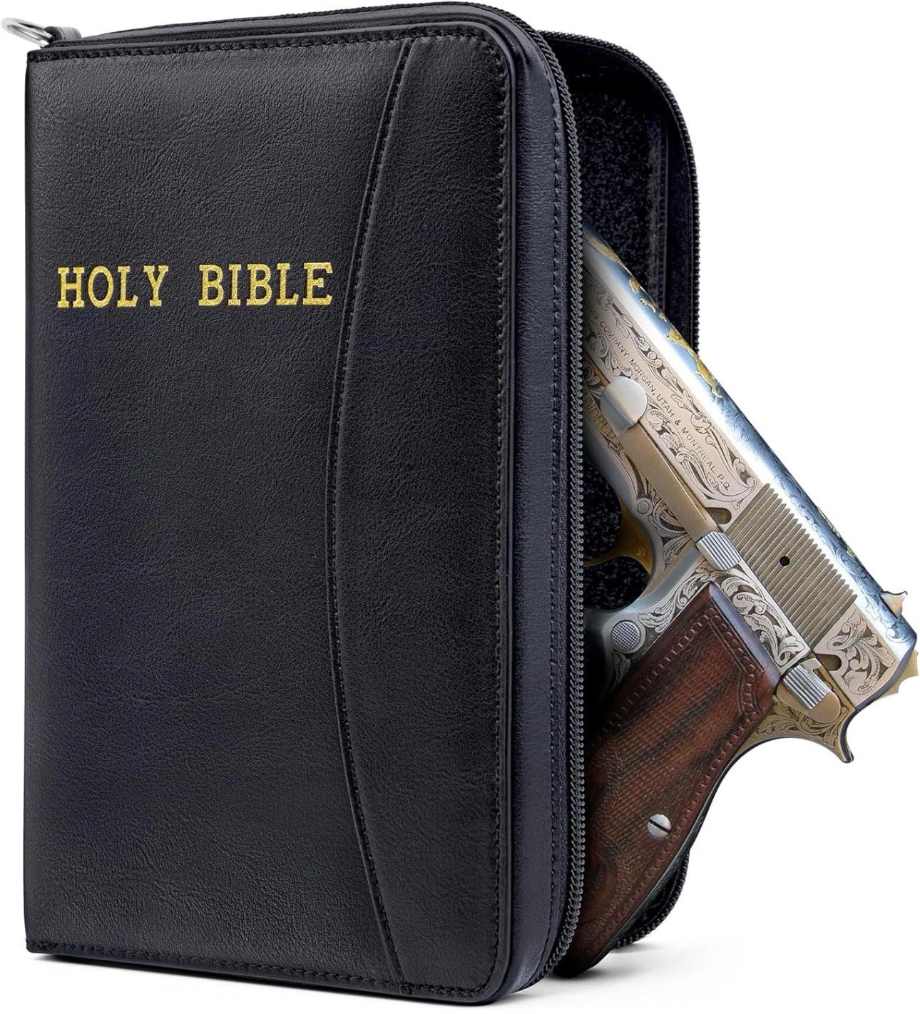 Holy Bible concealed carry gun pouch black leather pistol case
