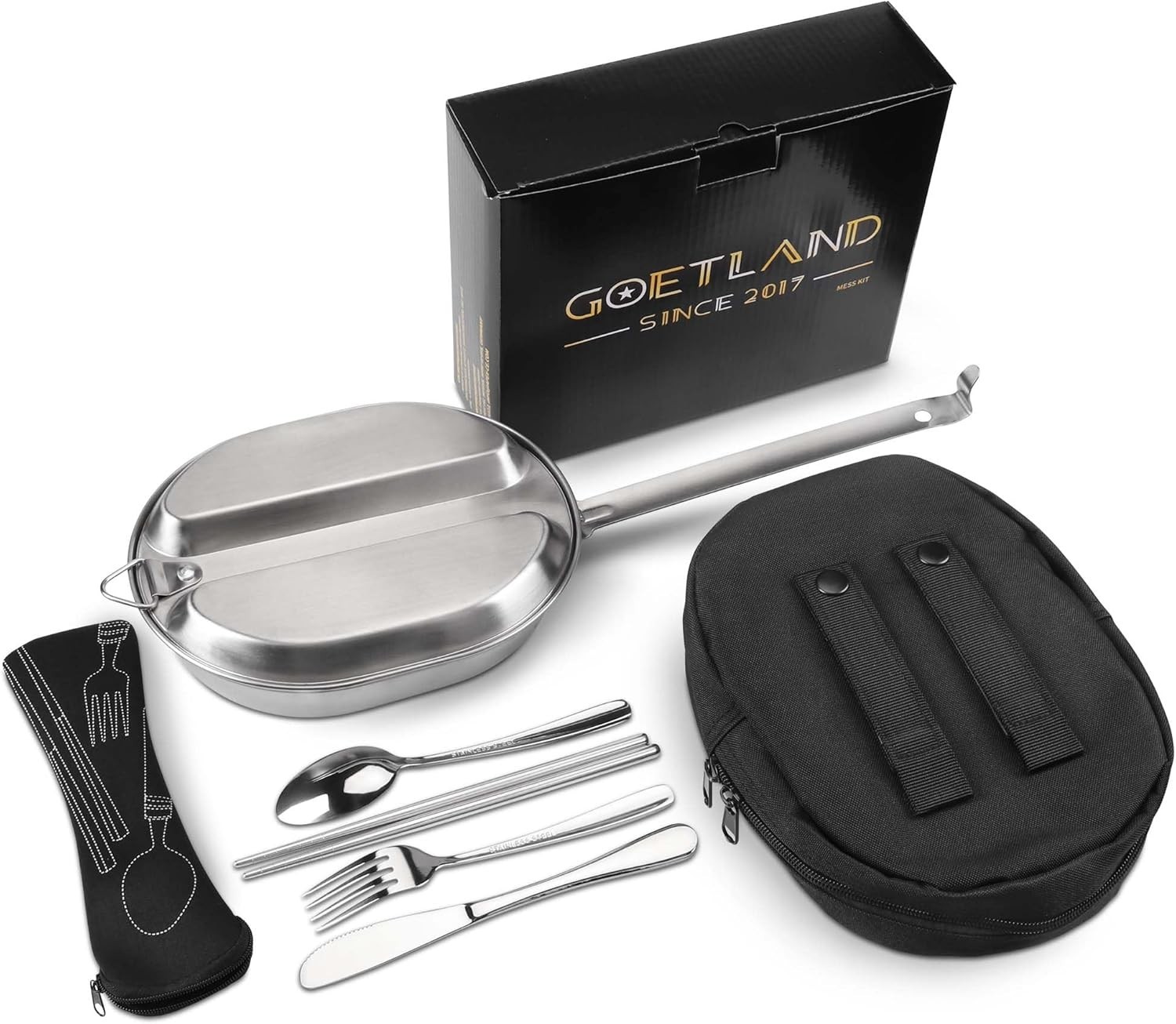 304 Stainless Steel US Military Mess Kit Plate Set GI Type Outdoor Camping Hiki