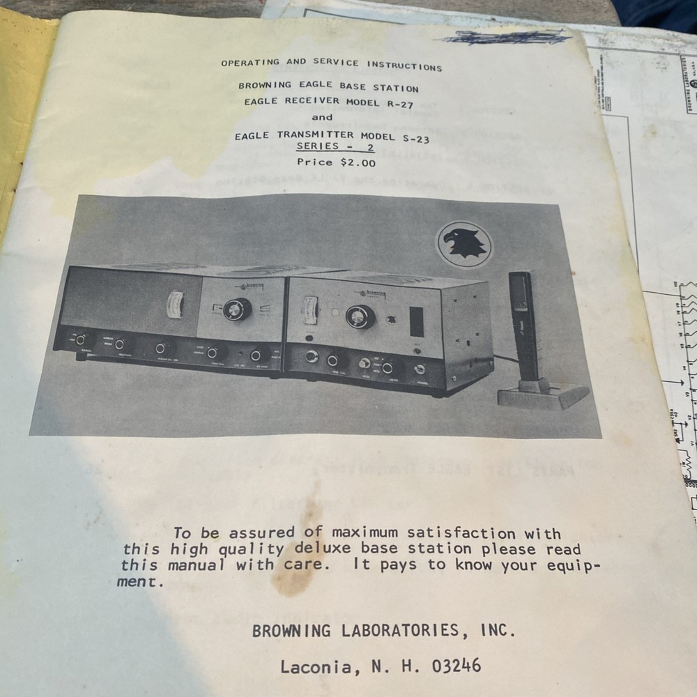 Vtg Browning Laboratories Operating Service Instructions Browning Eagle Manual