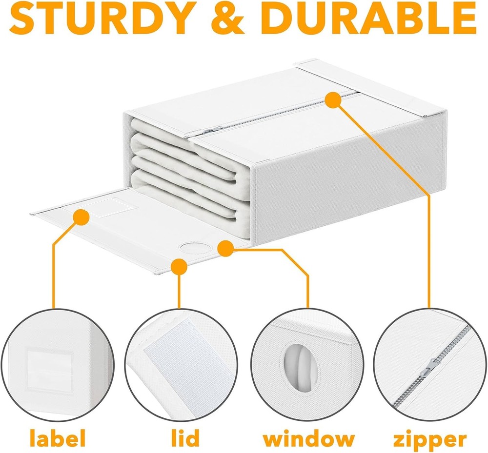 4-piece bed sheet storage box and storage set, foldable bed sheet storage box