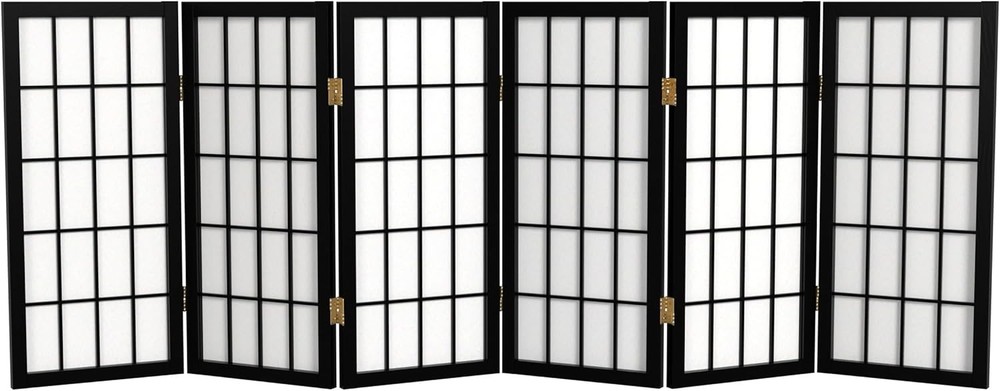 2 ft. Short Desktop Window Pane Shoji Screen Walnut 6 Panels