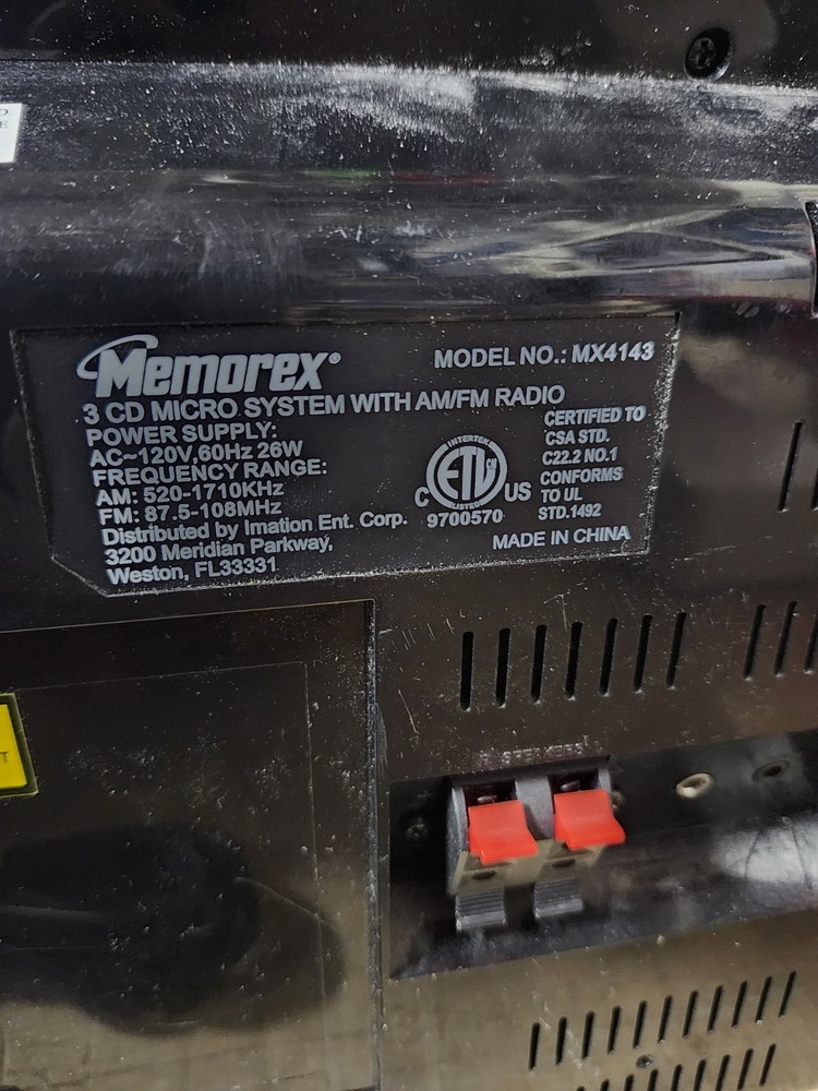 Memorex MX4143 3 CD Micro System Stereo Used Tested