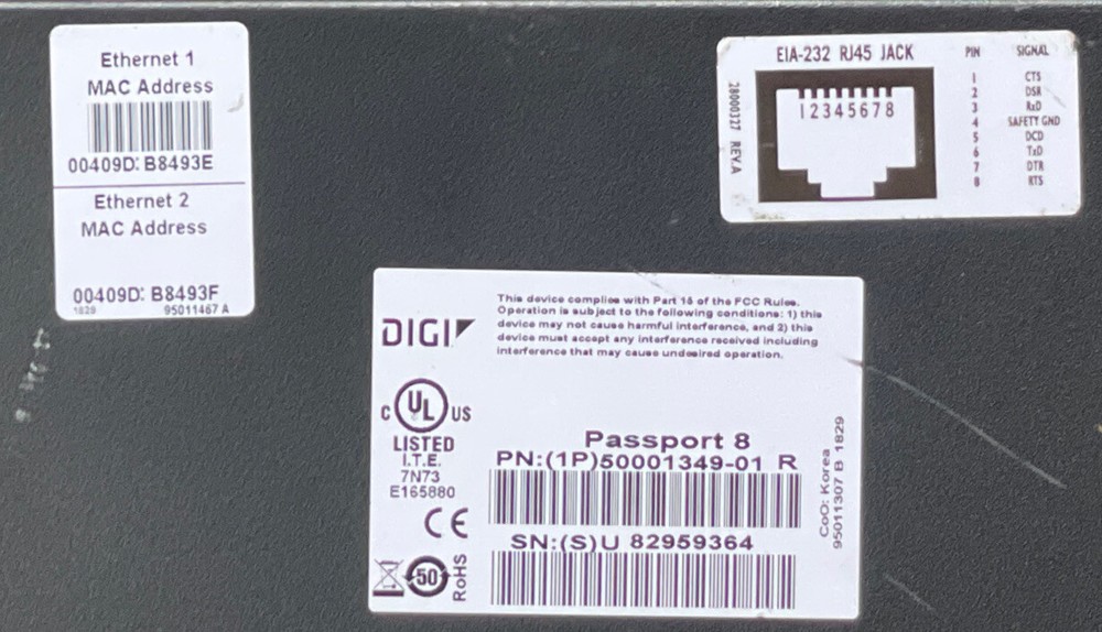 Digi 50001349-01 Passport 8 Integrated Console Server