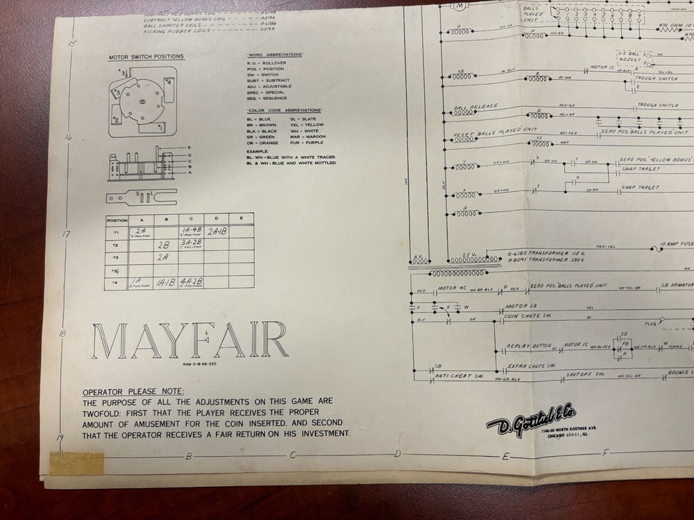 ORIGINAL-GOTTLIEB-MAYFAIR-PINBALL-SCHEMATICS