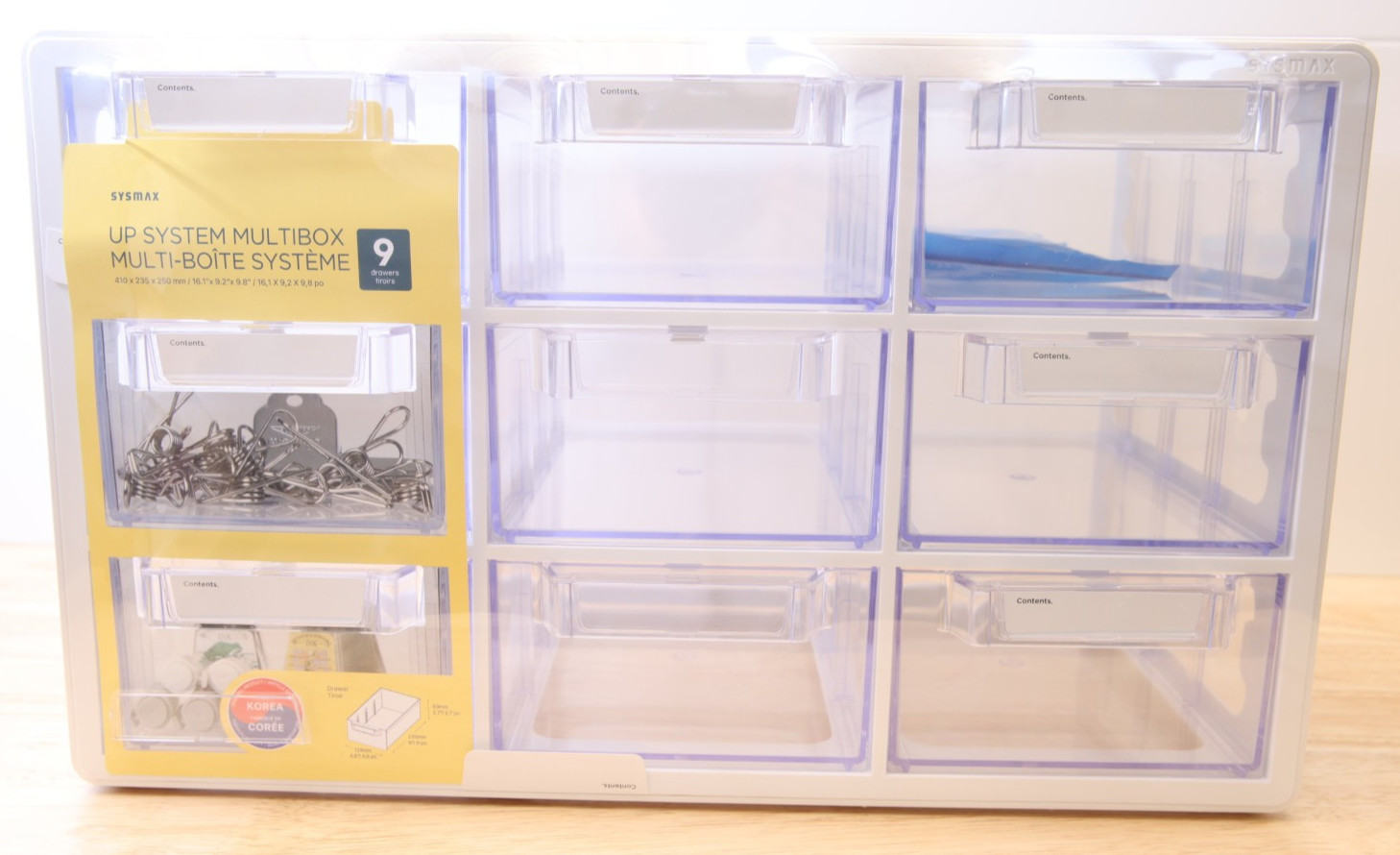 Sysmax Up System 9 Drawer Multibox Organizer White Clear NEW 16.1"x9.2"x9.8"