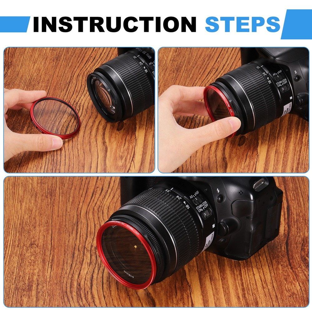 58mm Ultra Slim Lens Filter Multi Coating Camera Len Filter, Red