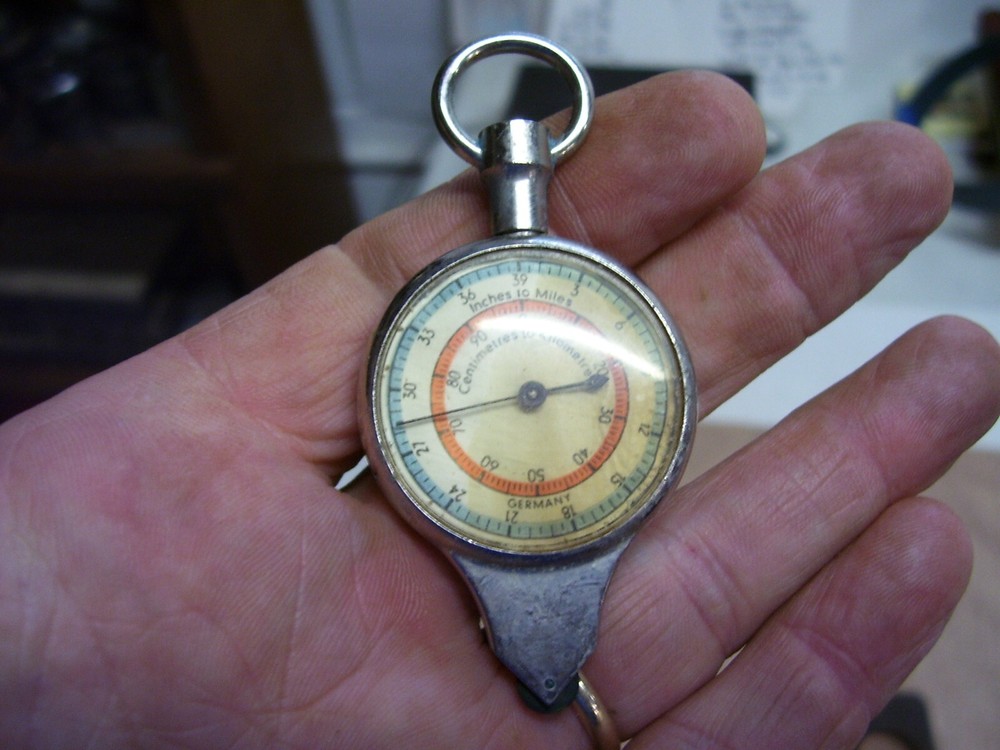 Vintage German Map Measure - Opisometer - Compass, Leather Case