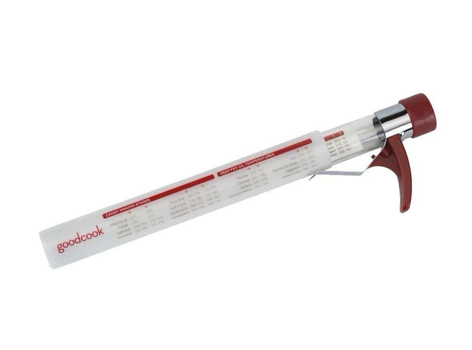 Precision Candy and Deep Fry Thermometer with Storage Sleeve, Clear/Red