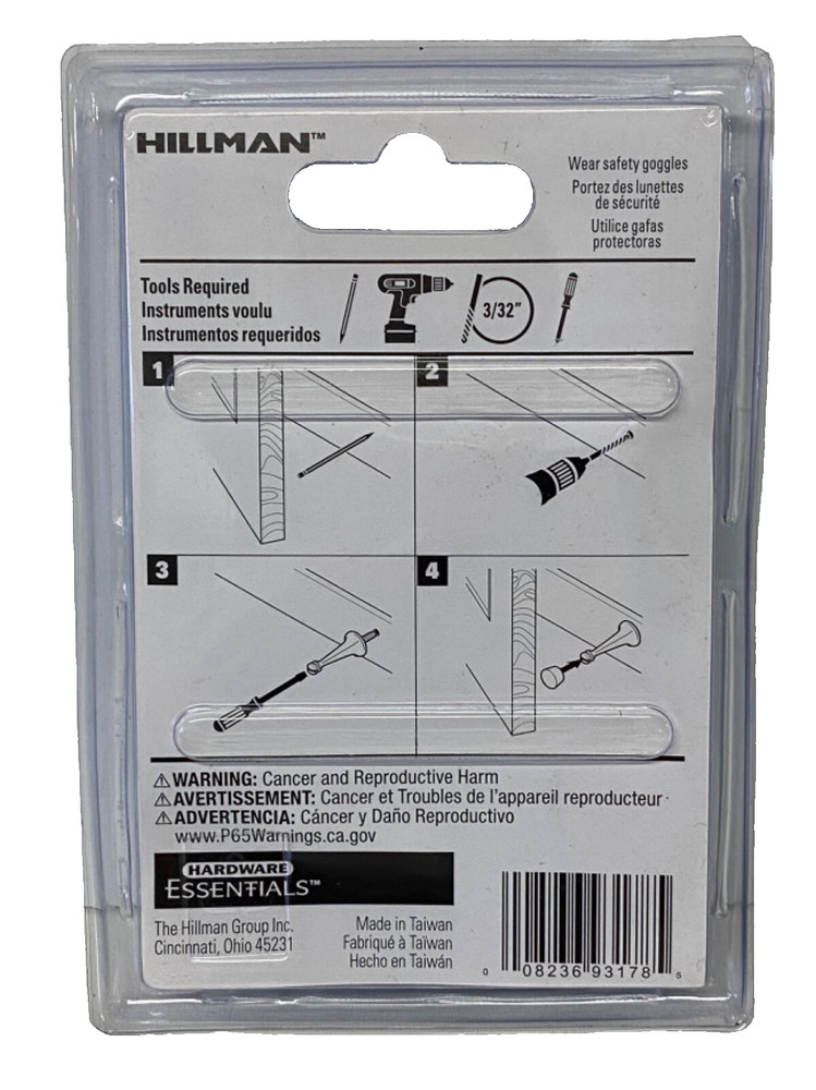 Hillman Hardware Essentials 852338 Rigid Door Stop, White