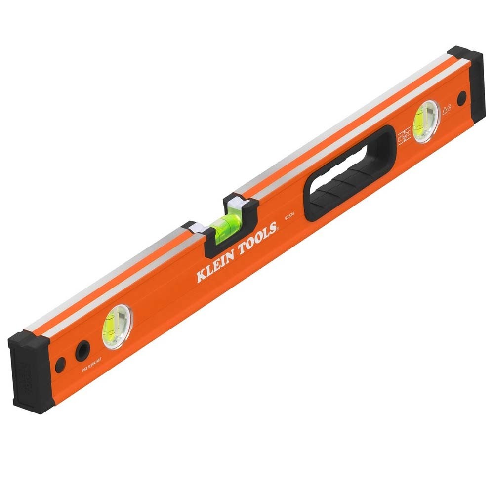 Klein Tools 93524 24" Box Beam Level 3 Vial Top Read V-Groove Orange