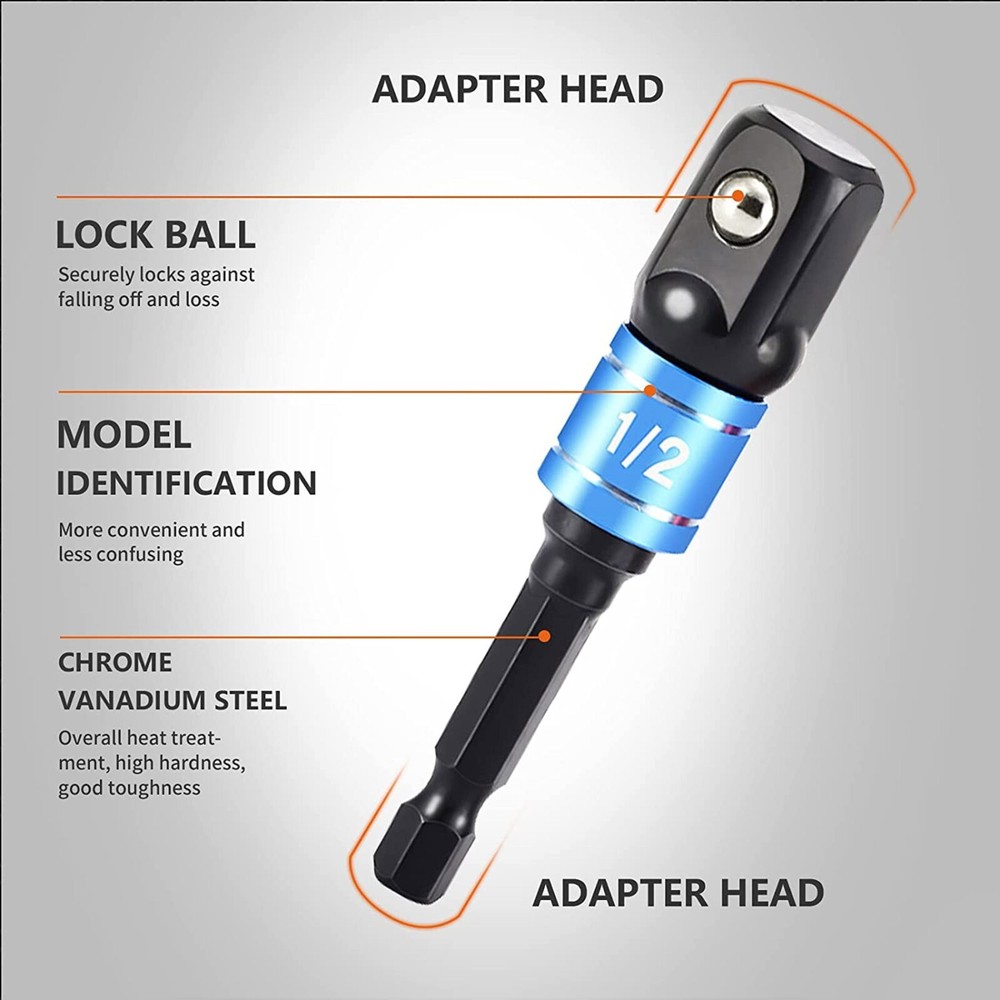 6Pc Magnetic Extension Socket Drill Bit Holder Screwdriver 1/4" Hex Shank Quick