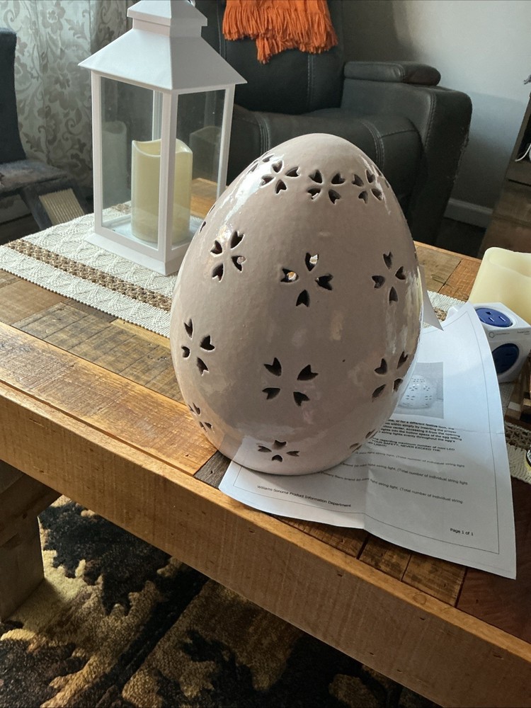 POTTERY BARN TERRACOTTA EASTER EGG LUMINARY/LANTERN YELLOW