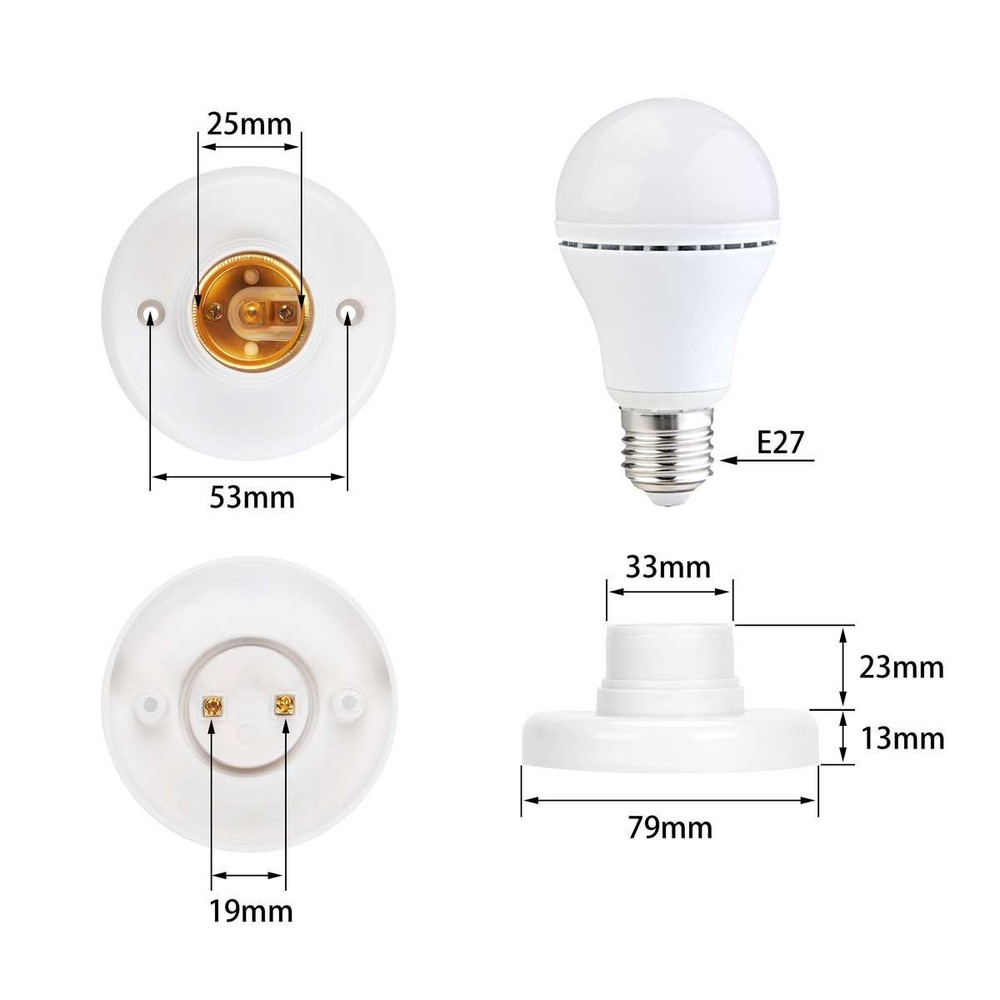 1-20 Pcs E27 Light Bulb Pendant Lamp Fixing Base Holder Screw Cap Socket Round