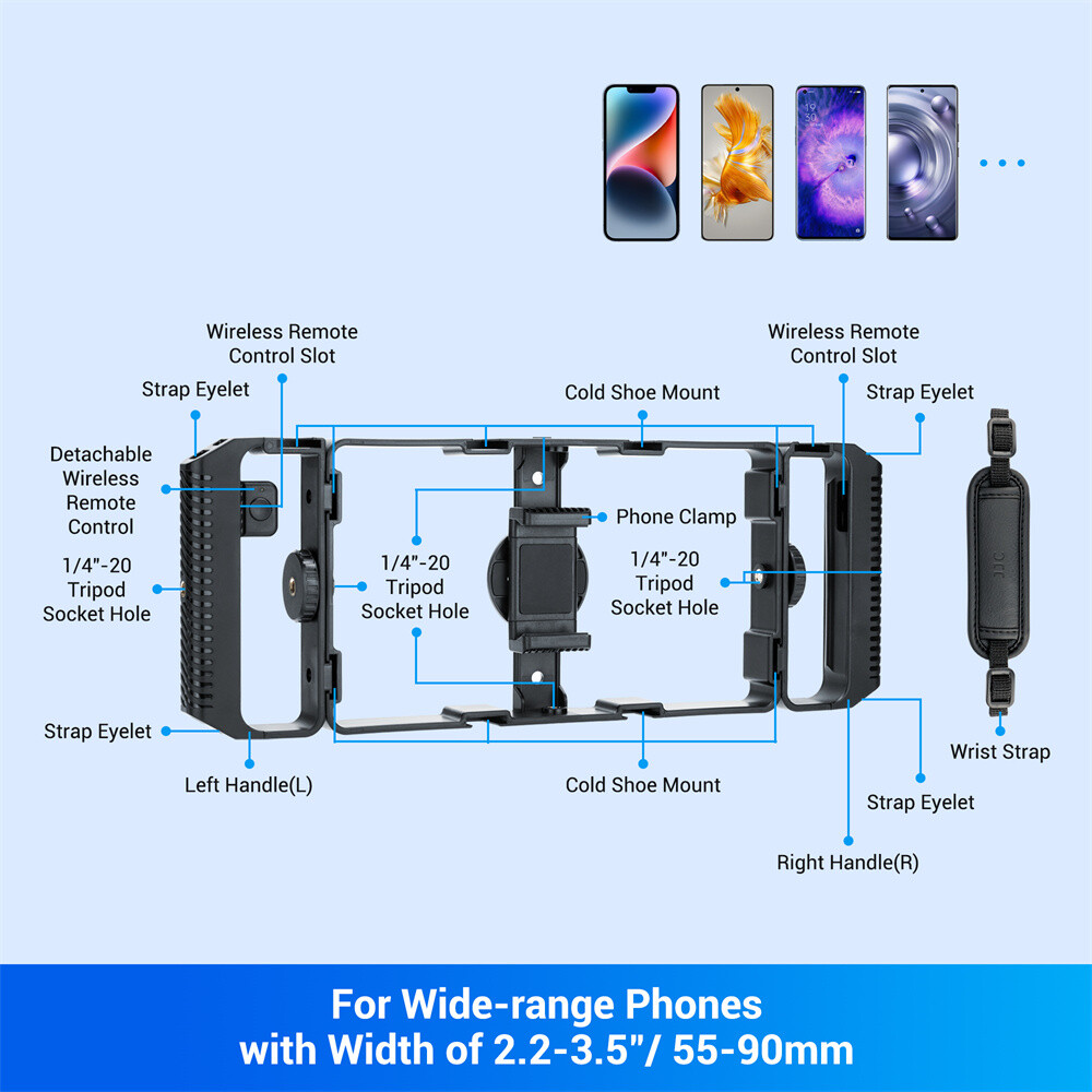 For iPhone Vlogging Kit Stabilizer Phone Video Camera Rig with Remote Control