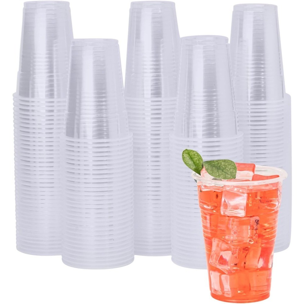 Clear Plastic Cups 9 oz 80 Pack Disposable Drinking Water Cups for Cold