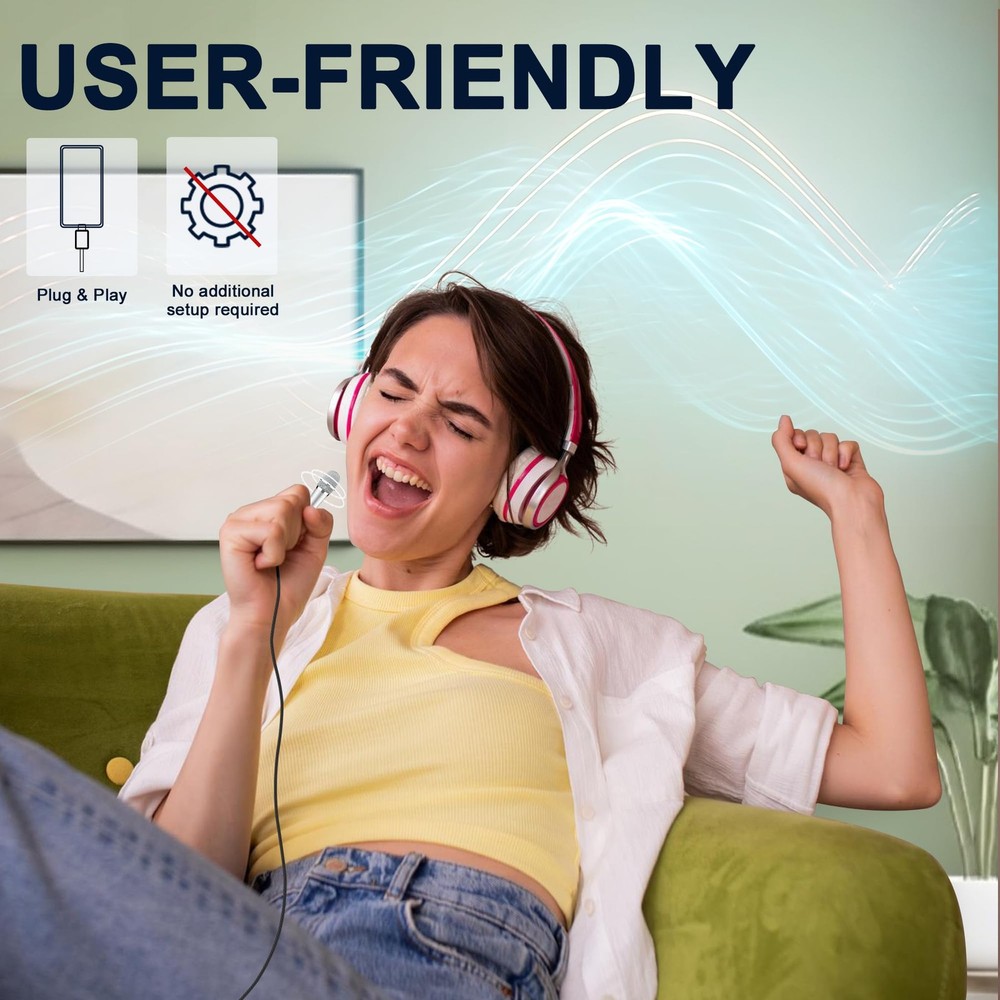 USB C Mini Microphone Karaoke, Portable ASMR Microphone for Android Phone/iPh...