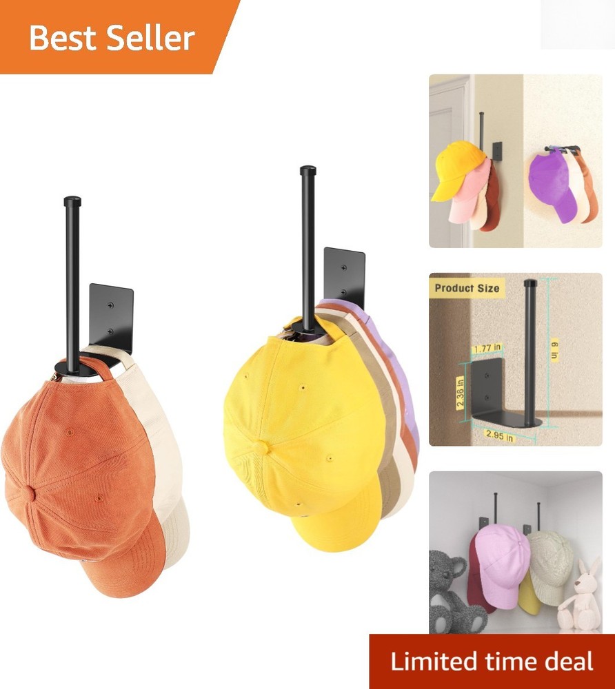 Versatile 2 Pack Hat Holders - Strong Adhesive & Wall Drilled for Easy Setup