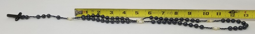 Vintage Black Hematite Bead Rosary