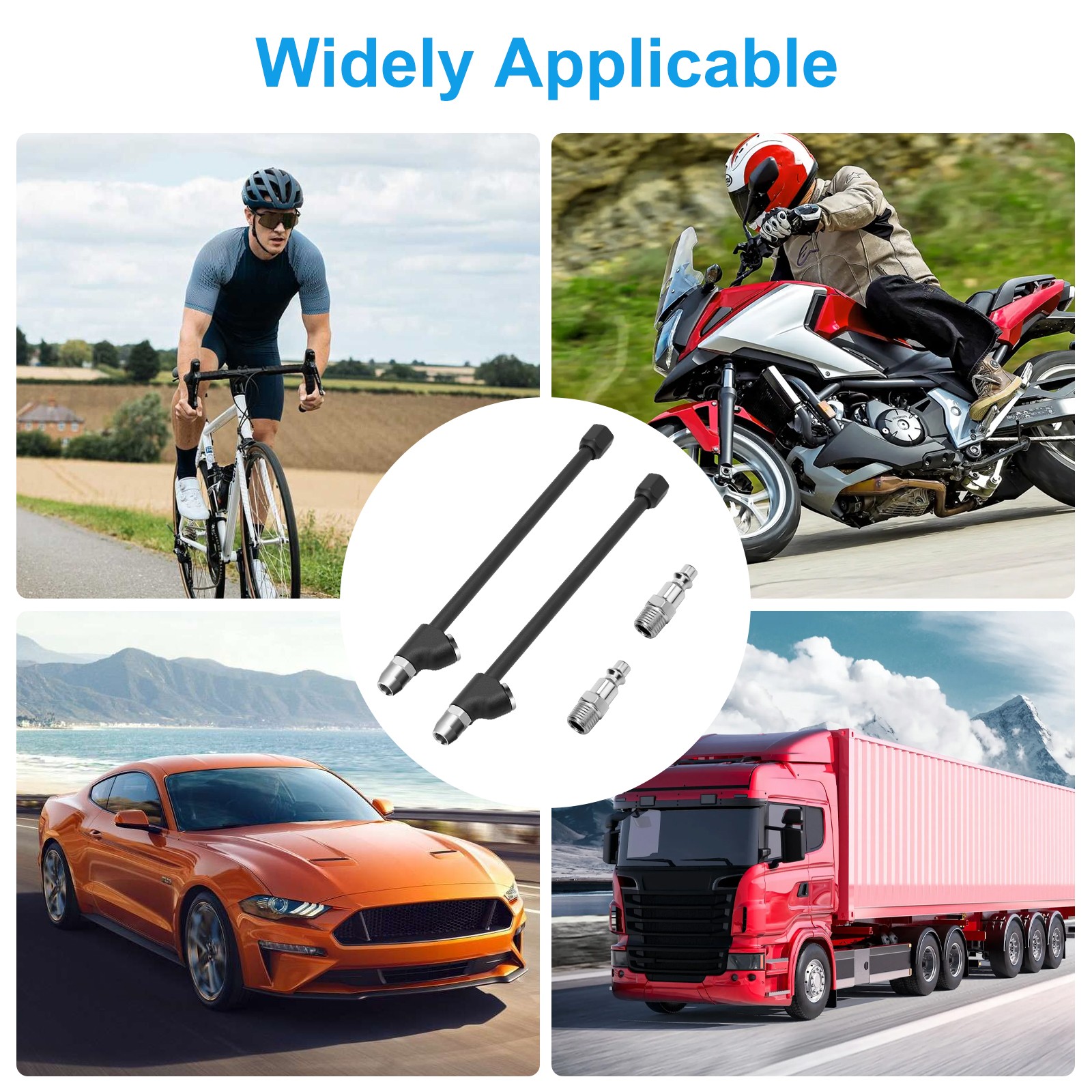 2 PCS 13in Extended Dual Head Air Chuck 1/4in NPT for Car Truck Tires Leak-Free