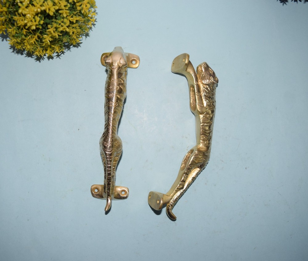 Wild Leopard Theme Window Pull Brass Jaguar Living Room Door Handle Pair RD583