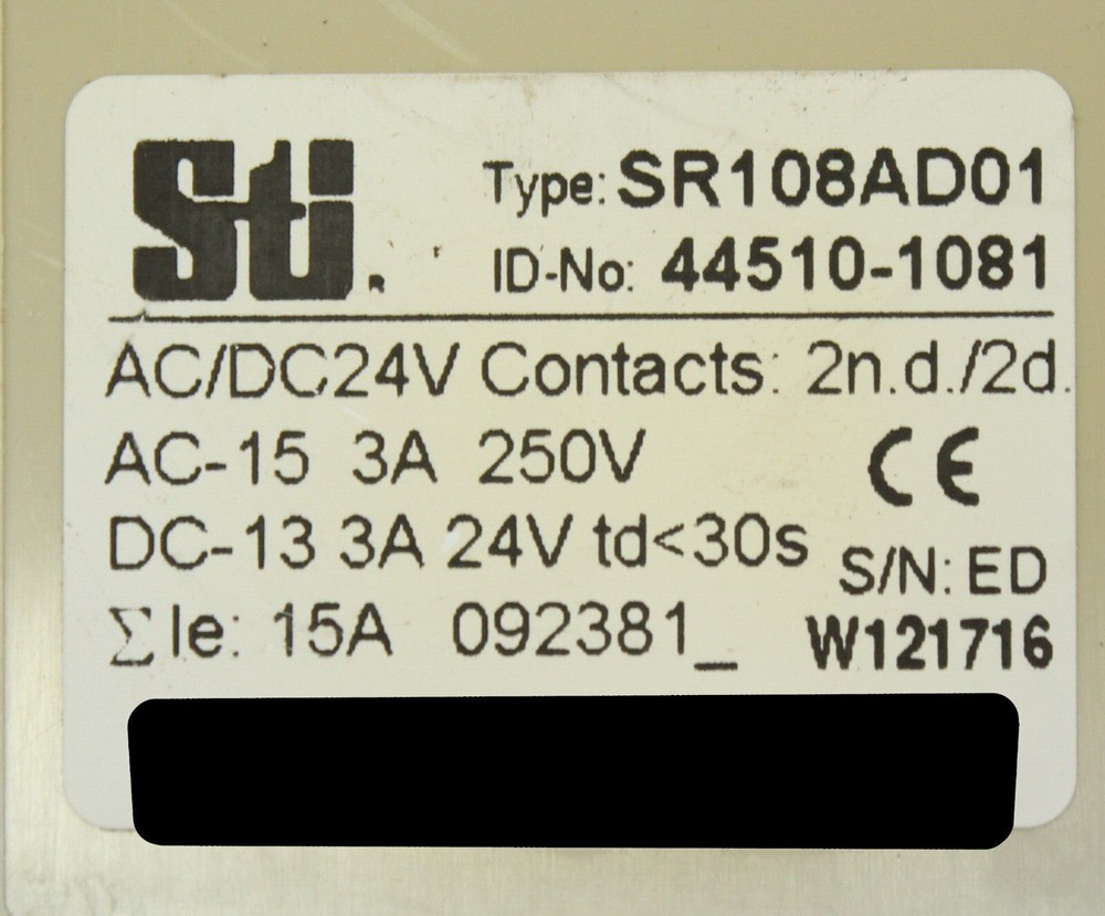 STI SR108AD01 Safety Relay 24 V 3 A