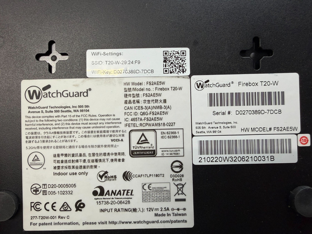 WatchGuard FS2AE5 Firebox T20-W w/AC