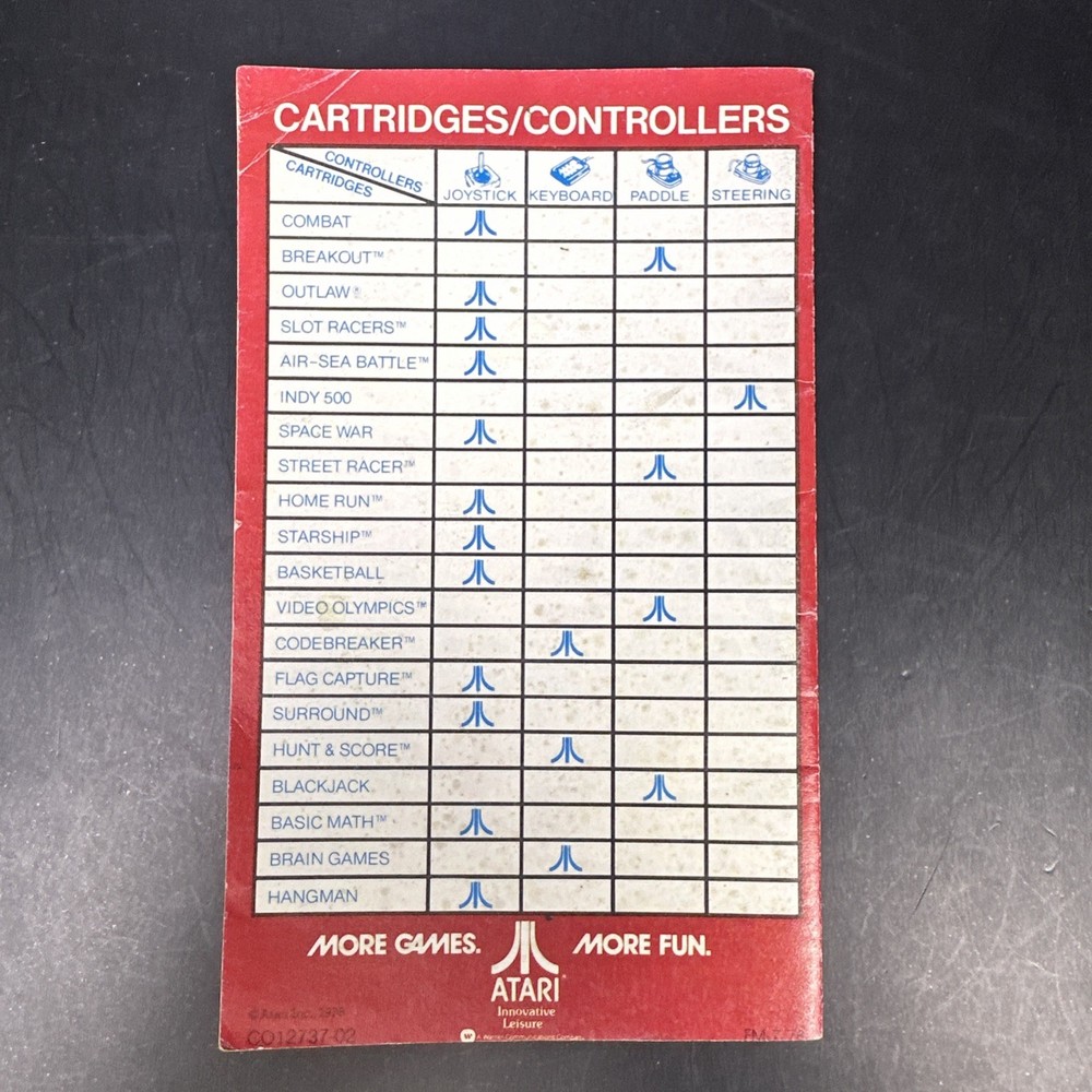 Atari Video Computer System Catalog Pamphlet 1978 Vintage