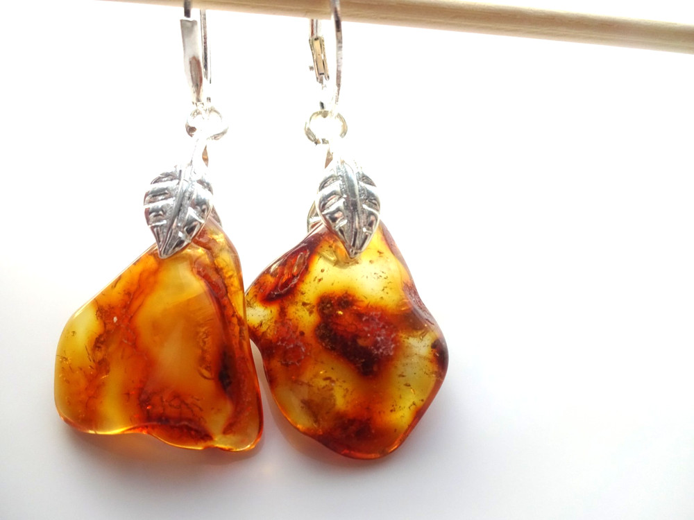 Natural Baltic Amber Earrings Handmade